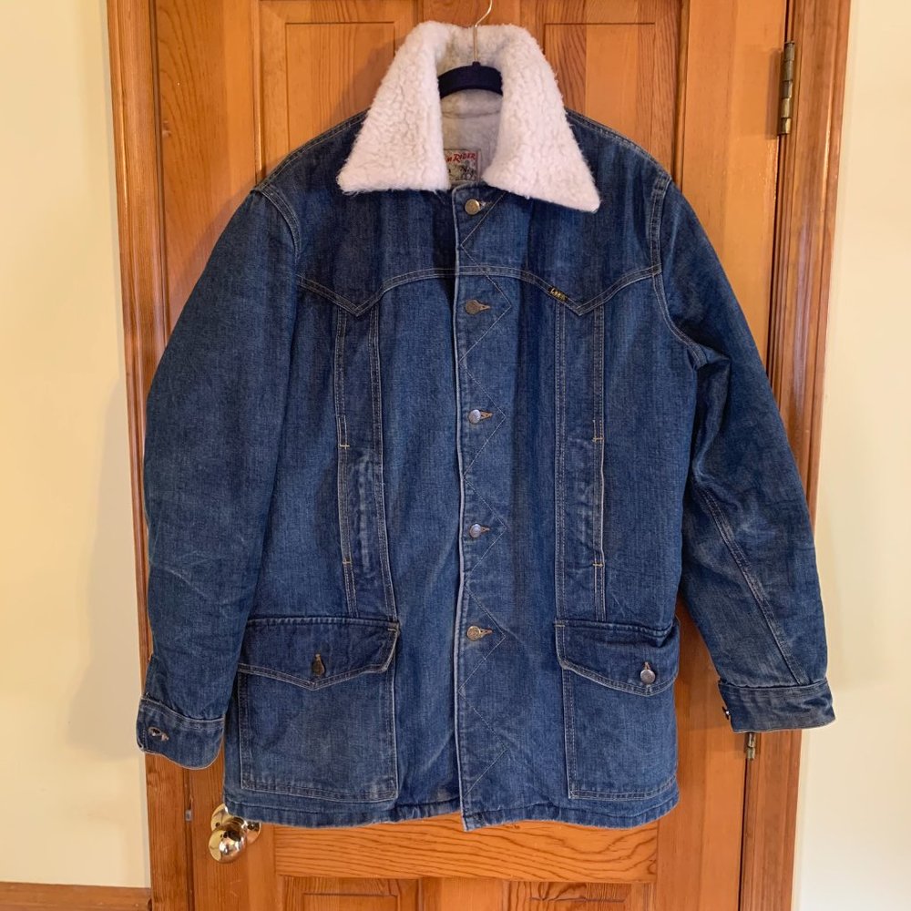 Lee Dark Blue Denim Jacket with White Fleece Collar